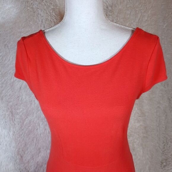 FOREVER 21 CORAL/ORANGE BODYCON DRESS SZ.L EUC - Picture 3 of 9